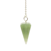 Polar Jade green aventurine pendulum close-up for divination and intuition.