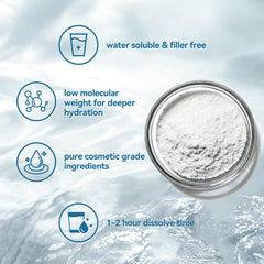 Porindisi Hyaluronic Acid Powder demonstrates silky, ultra-fine texture for smooth skincare blends.