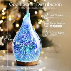 Porseme diffuser showing seven color ambient lighting for mood setting