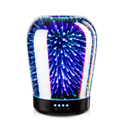 Porseme essential oil diffuser with 3D glass firework design for a calming ambiance.