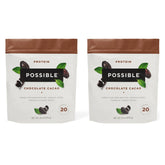 Possible protein powder chocolate cacao bag front view showing vegan protein option