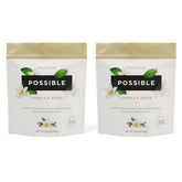Possible Protein Powder Vanilla Bean tub displaying serving size for energy