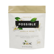 Possible Vanilla Bean Protein Powder bag highlighting plant-based protein for daily energy.