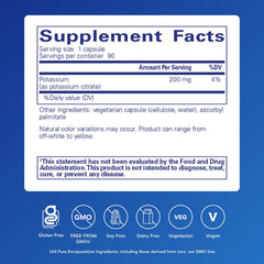Potassium citrate capsules close-up for daily mineral support and muscle function.