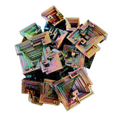 Pounique bismuth crystal with iridescent steps, ideal for display and mindful calm.