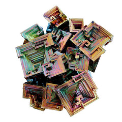 Pounique bismuth crystal with iridescent steps, ideal for display and mindful calm.