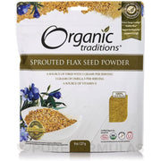 Pousutong Sprouted Flax Golden Organic 8 oz bag shows rich, fiber-rich seeds for daily meals.