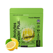PowderVitamin Electrolytes: polvo de limón en vaso para hidratación saborizada y sin calorías.