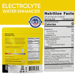 PowderVitamin Electrolytes Plus packaging showing 50 servings and clean formula