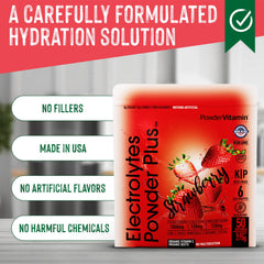 PowderVitamin Electrolytes Keto Strawberry scoop measuring powder for keto hydration.