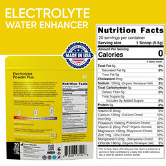 PowderVitamin Electrolytes Plus flavor scoop shows orange-pineapple taste for hydration