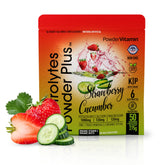 PowderVitamin Electrolytes Plus bottle shown for on-the-go hydration.