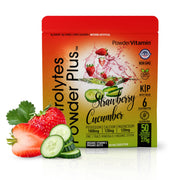 PowderVitamin Electrolytes Plus bottle shown for on-the-go hydration.