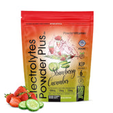 PowderVitamin Electrolytes Plus strawberry cucumber powder ready to dissolve in water.