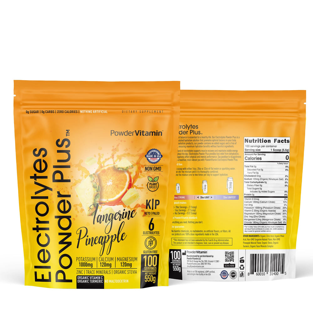 PowderVitamin Electrolytes Plus Tangerine Pineapple tub for keto hydration