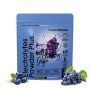 PowderVitamin Electrolytes Powder Plus Blueberry Grape scoop ready to mix for hydration