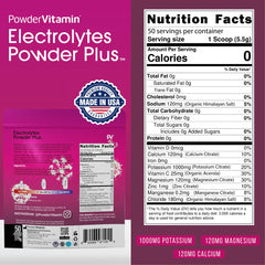 PowderVitamin Electrolytes Plus dissolving into water for zero-calorie hydration.