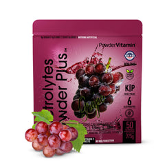 PowderVitamin Electrolytes Plus grape bottle promotes keto hydration after a sunny day