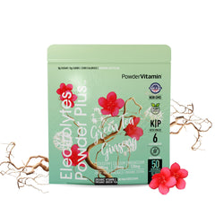 PowderVitamin Electrolytes Powder Plus green tea ginseng bottle for hydration on the go.