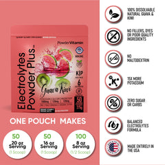 PowderVitamin Electrolytes Plus ingredients close-up highlighting magnesium and potassium.