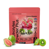 PowderVitamin Electrolytes Plus Guava Kiwi pouch for keto hydration without sugar.