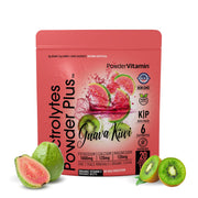 PowderVitamin Electrolytes Plus Guava Kiwi pouch for keto hydration without sugar.