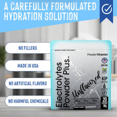 PowderVitamin Electrolytes Powder Plus close-up of ingredients label and clean formula