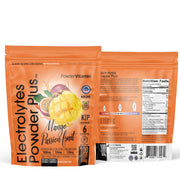 PowderVitamin Electrolytes Powder Plus mango bottle for keto hydration with zero sugar.