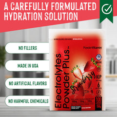 PowderVitamin Electrolytes Plus mineral blend highlighting potassium, calcium, magnesium