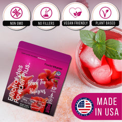 PowderVitamin Electrolytes Powder Plus pink-himalayan-salt crystals emphasize mineral balance.