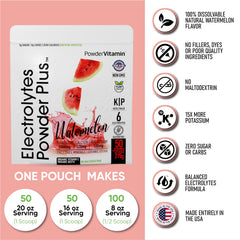 PowderVitamin Electrolytes Plus being poured into water for sugar-free refreshment