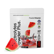 PowderVitamin Electrolytes Powder Plus Watermelon packaging emphasizing zero calories and keto compatibility.