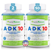 Power By Naturals ADK10 bottle front view highlighting high potency vitamins for daily use