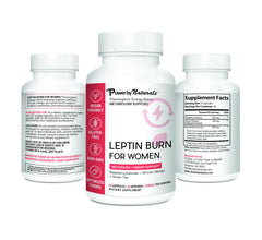Power By Naturals leptin packaging front highlighting vegan-friendly formula for daily use.