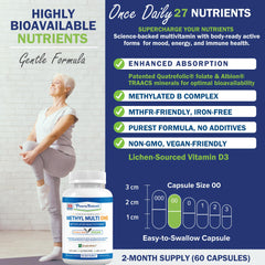 Power By Naturals Methyl Multi One capsules close-up featuring 5-MTHF and CoQ10