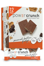 Power Crunch Peanut Butter Fudge bar wrapped for on-the-go snacking