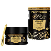 Power Heritage Shilajit resin jar closeup highlights purity for daily vitality.