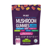 PPG BEST mushroom gummies bottle displaying natural berry flavor and immune-support blend