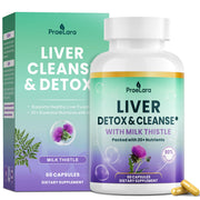 PRAELARA 32-in-1 liver detox bottle on the kitchen counter for daily self-care.