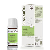Pranarom Myrrh essential oil bottle, pure organic formula for skincare and diffusion