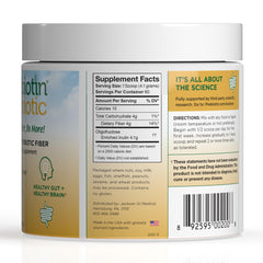 Measuring scoop for Prebiotin fiber powder demonstrates easy daily portions.