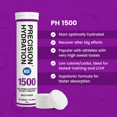 Multi-strength Precision Hydration tablets quickly dissolve to support training sessions.