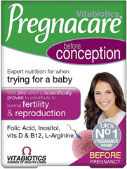 Pregnacare Before Conception tablets in a bottle for daily preparation