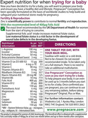Pregnacare Conception tablets close-up showing micronutrients and texture