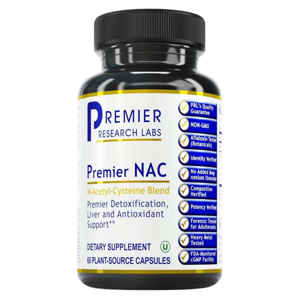 Premier NAC capsule, 300 mg, for daily liver and immune support.