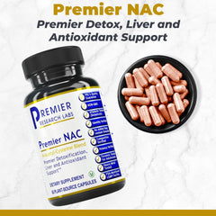 Premier NAC bottle with 60 vegetarian capsules for easy daily use.