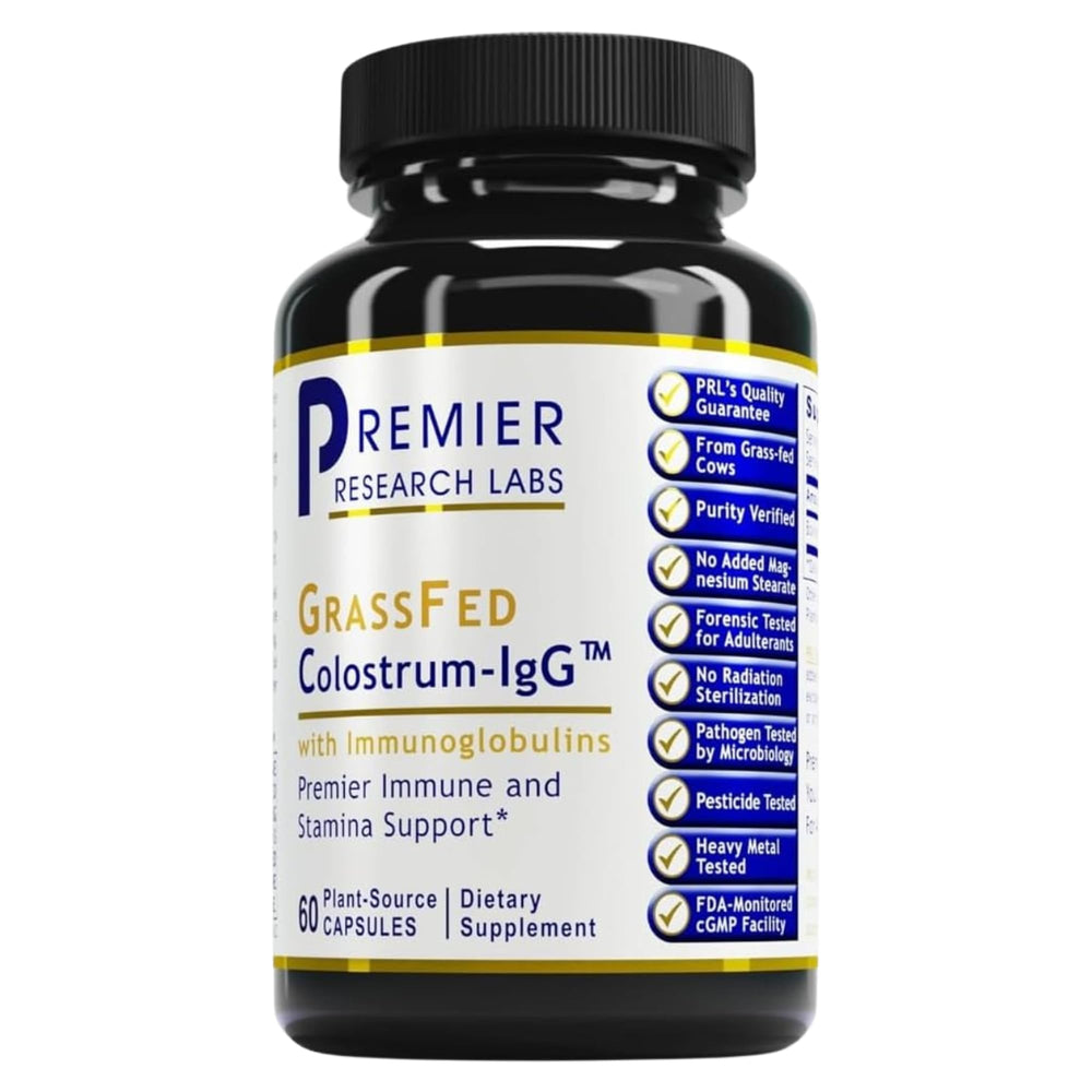 Premier Research Labs Colostrum IgG capsules ready for daily immune support