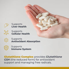 Premier Research Labs Glutathione Complex PhytActiv blend graphic showcases botanicals.