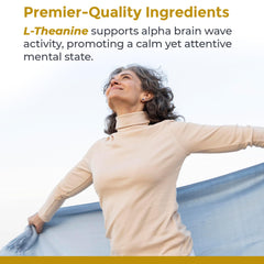 Premier Research Labs L-Theanine label close-up showing purity and quality marks