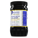 Premier Research Labs Marine Collagen bottle pour showing easy daily use for skin, joints, and gut health